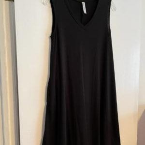 Black Swing Dress with V-neck and Pockets, Size Small, Like New